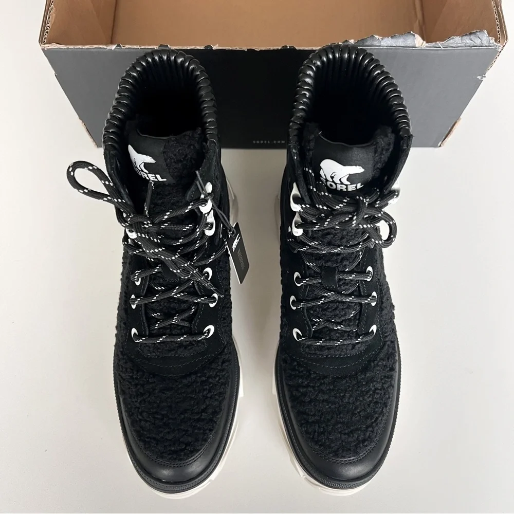 Sorel Brex Boot Cozy Lace in Black, Sea Salt - Picture 7 of 11